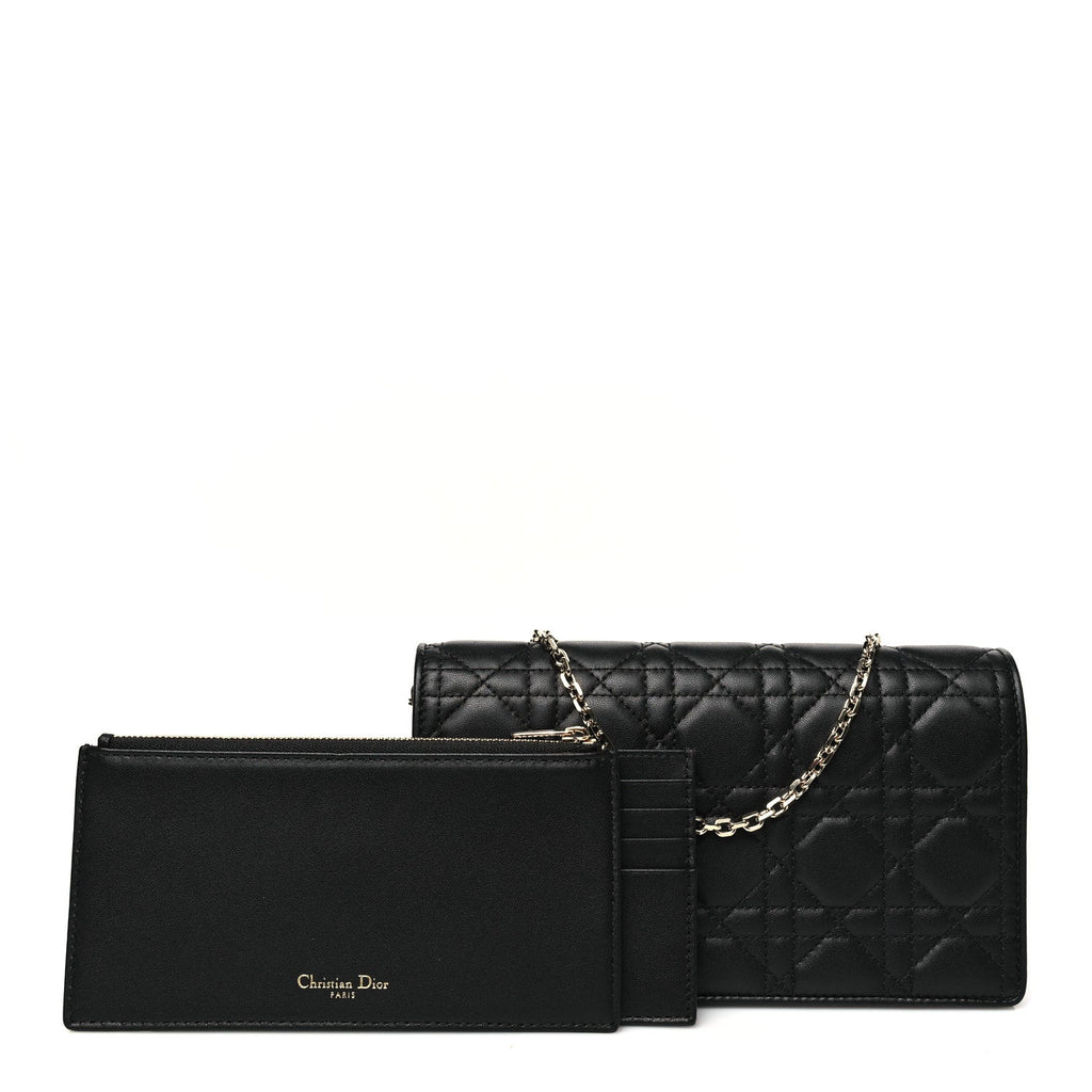 Lambskin Cannage Lady Dior Pouch Black