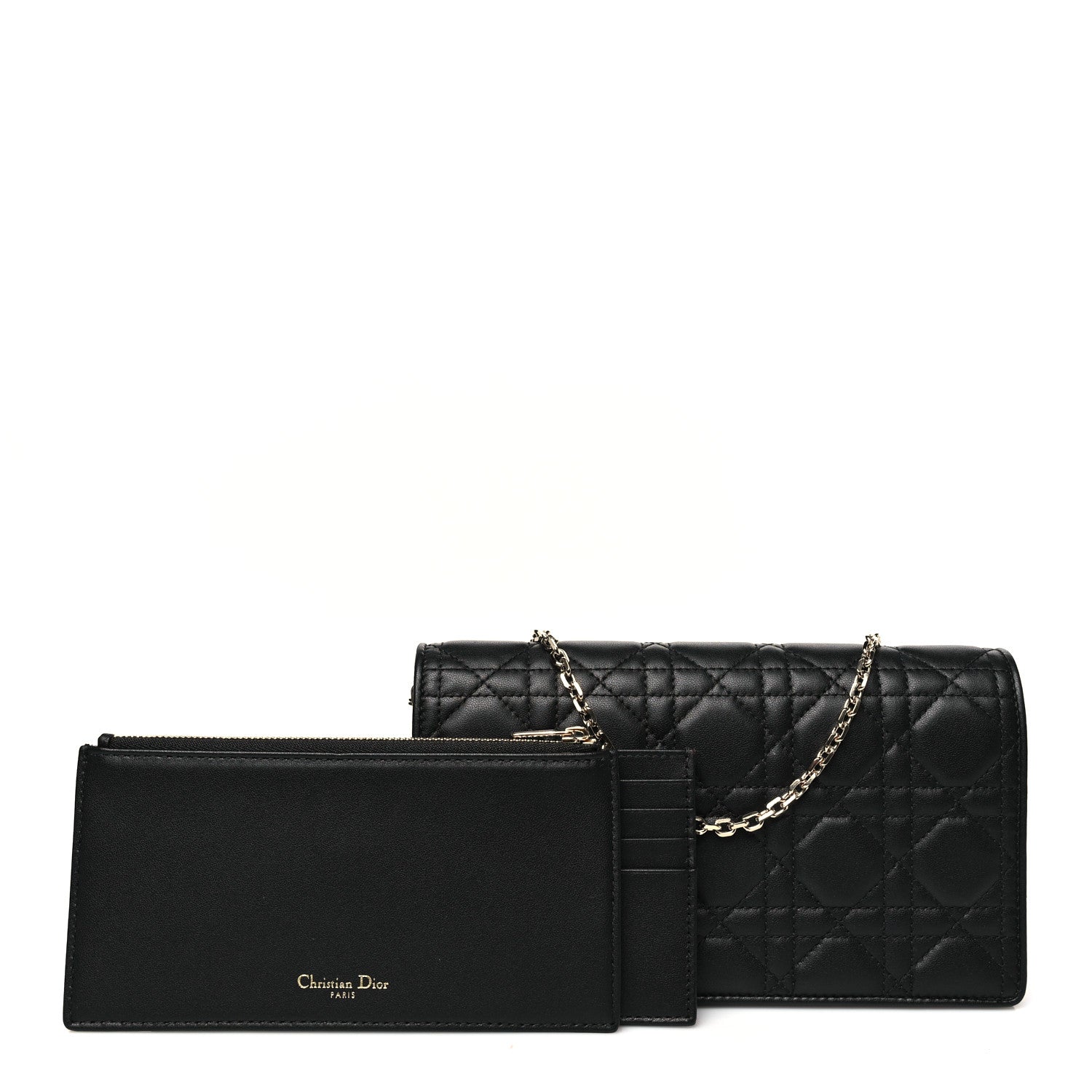 Lambskin Cannage Lady Dior Pouch Black
