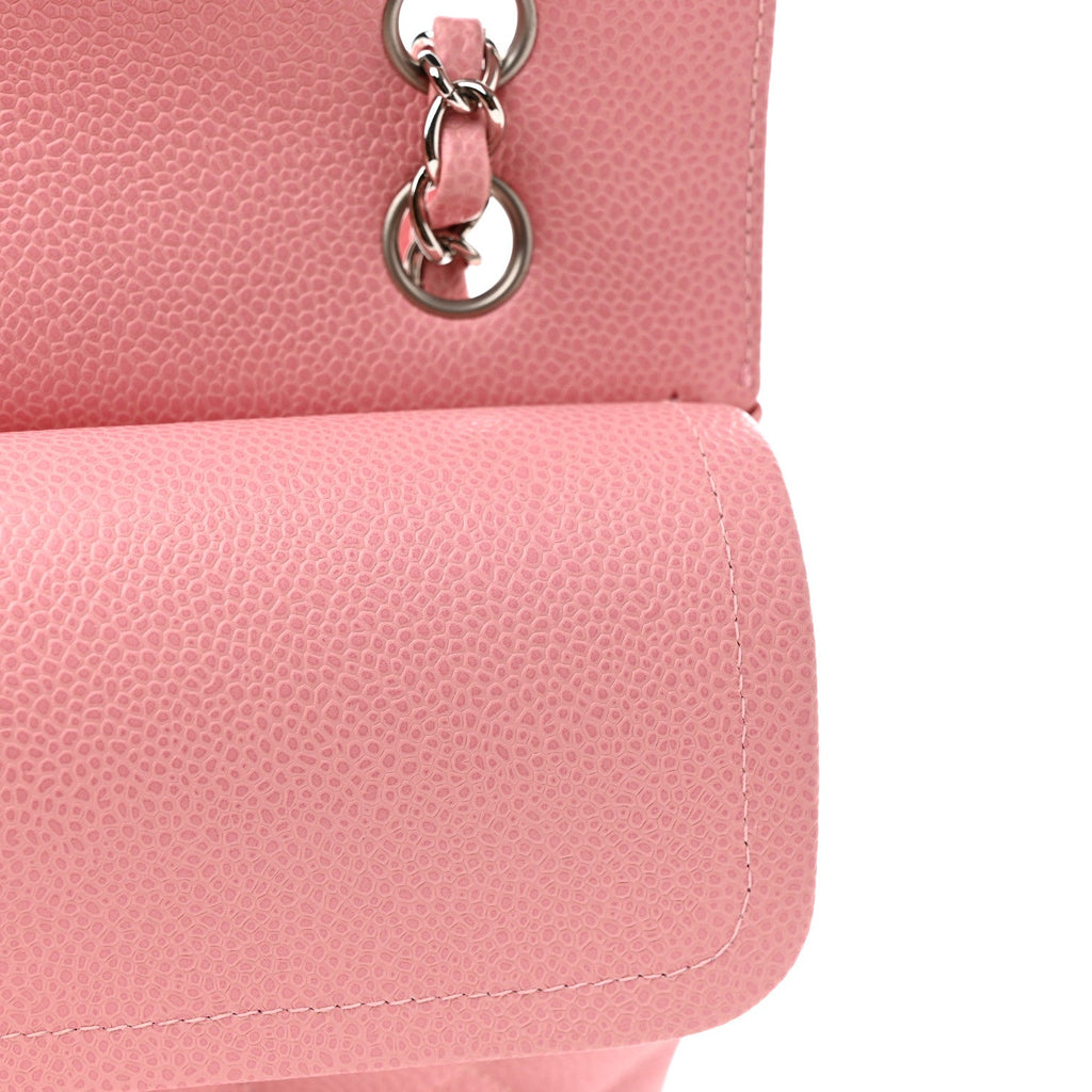 Caviar Quilted Medium Double Flap Light Pink