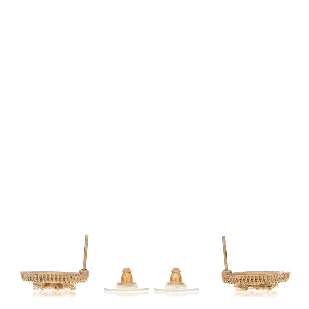 Pearl CC Round Earrings Gold
