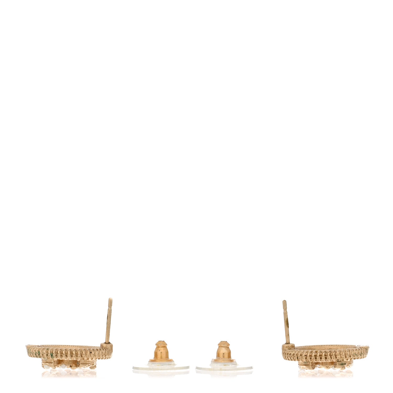 Pearl CC Round Earrings Gold