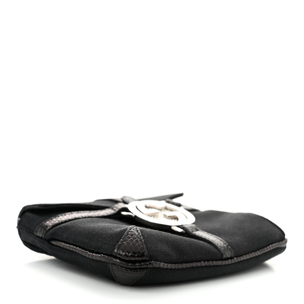 Satin Lizard Crystal Mini Interlocking G Shoulder Bag Black