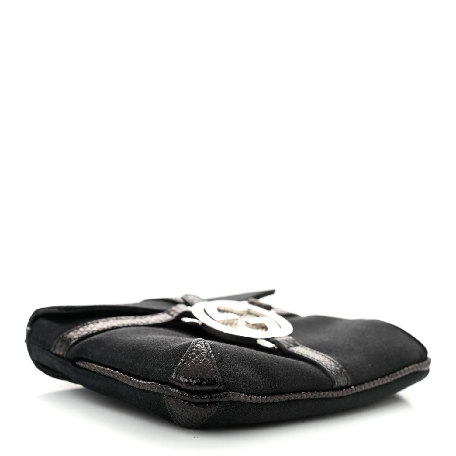 Satin Lizard Crystal Mini Interlocking G Shoulder Bag Black