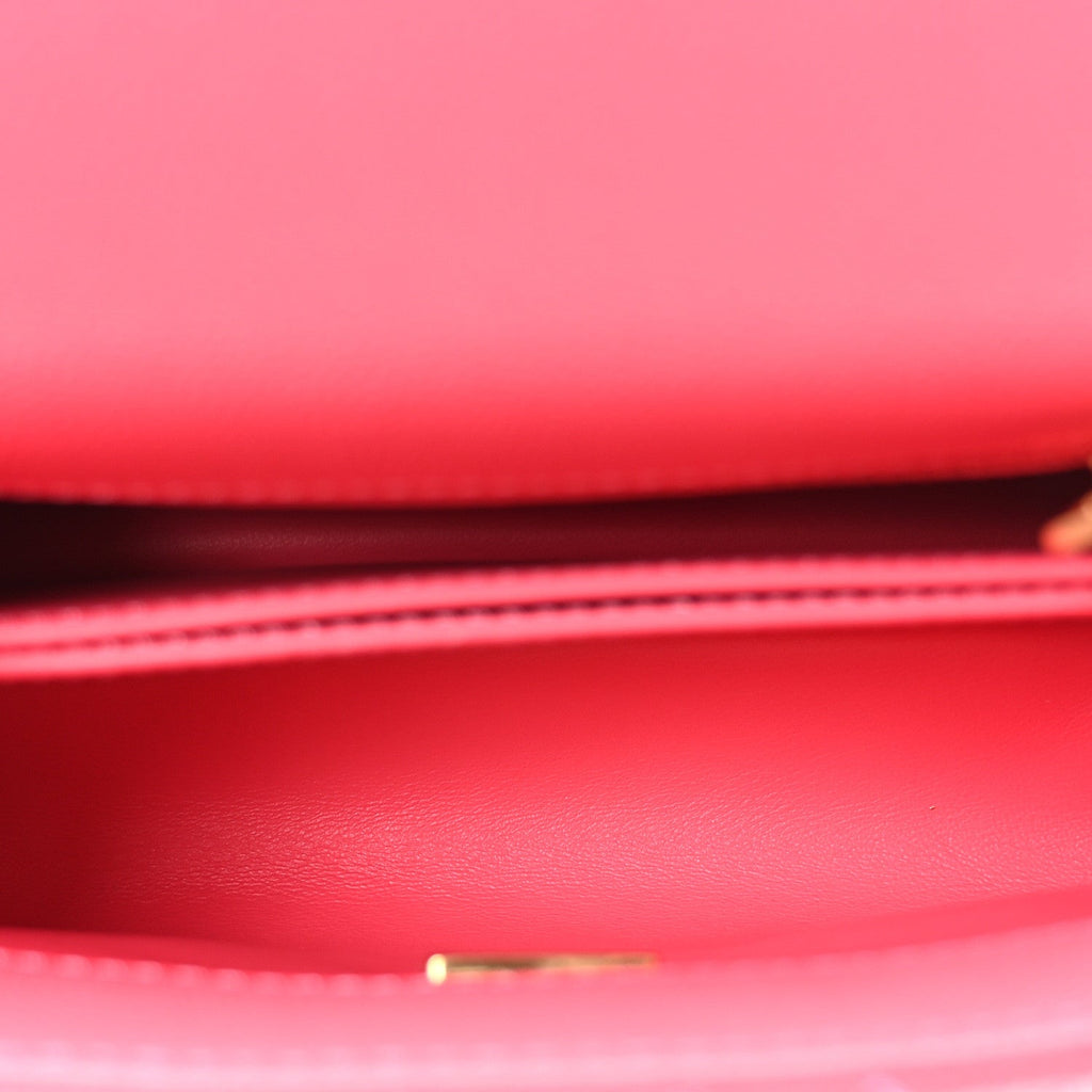 Caviar Quilted Extra Mini Coco Chain Handle Flap Dark Pink