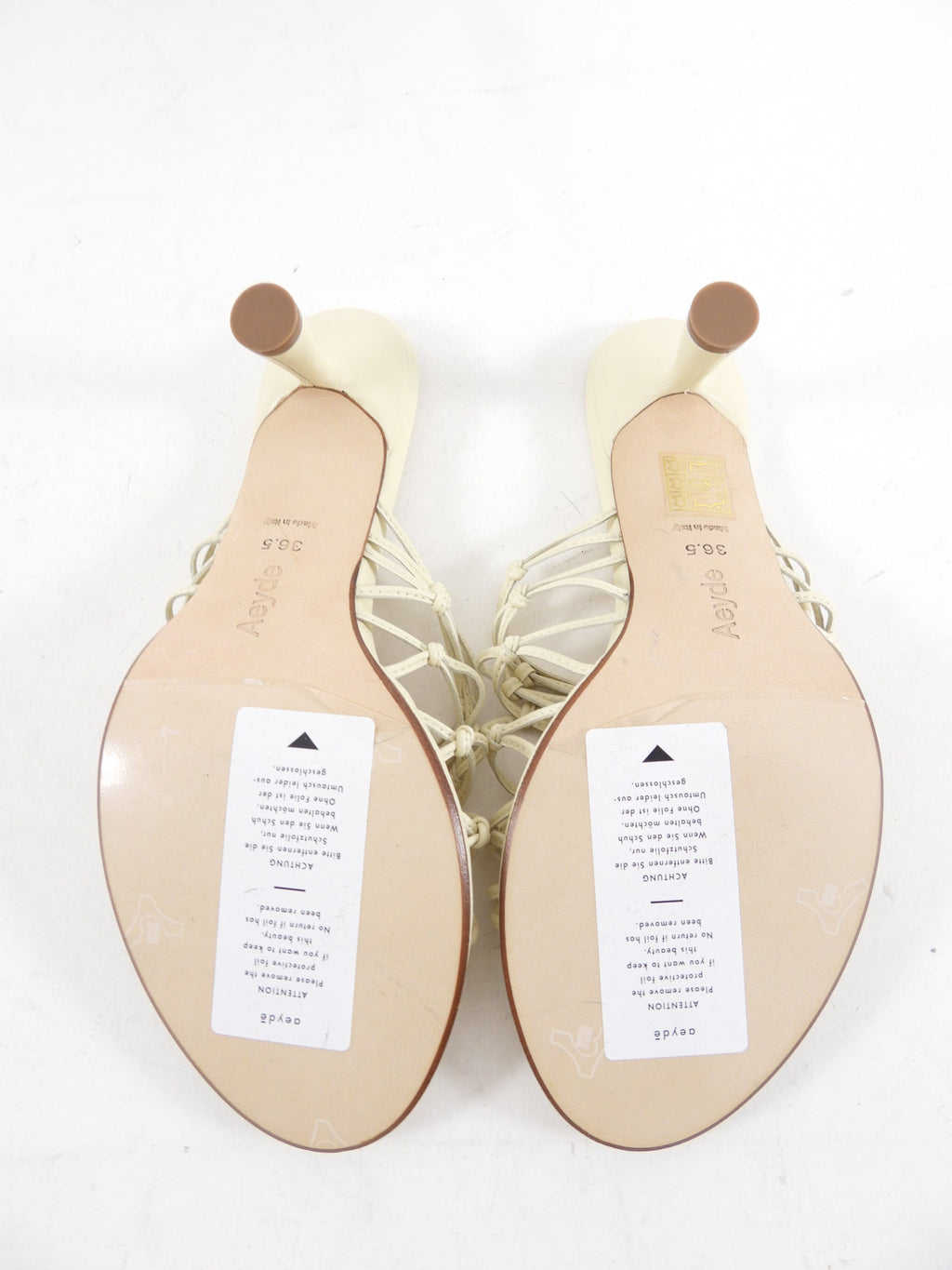 Aeyde Cream Knotted Leather Mule Sandals - 37