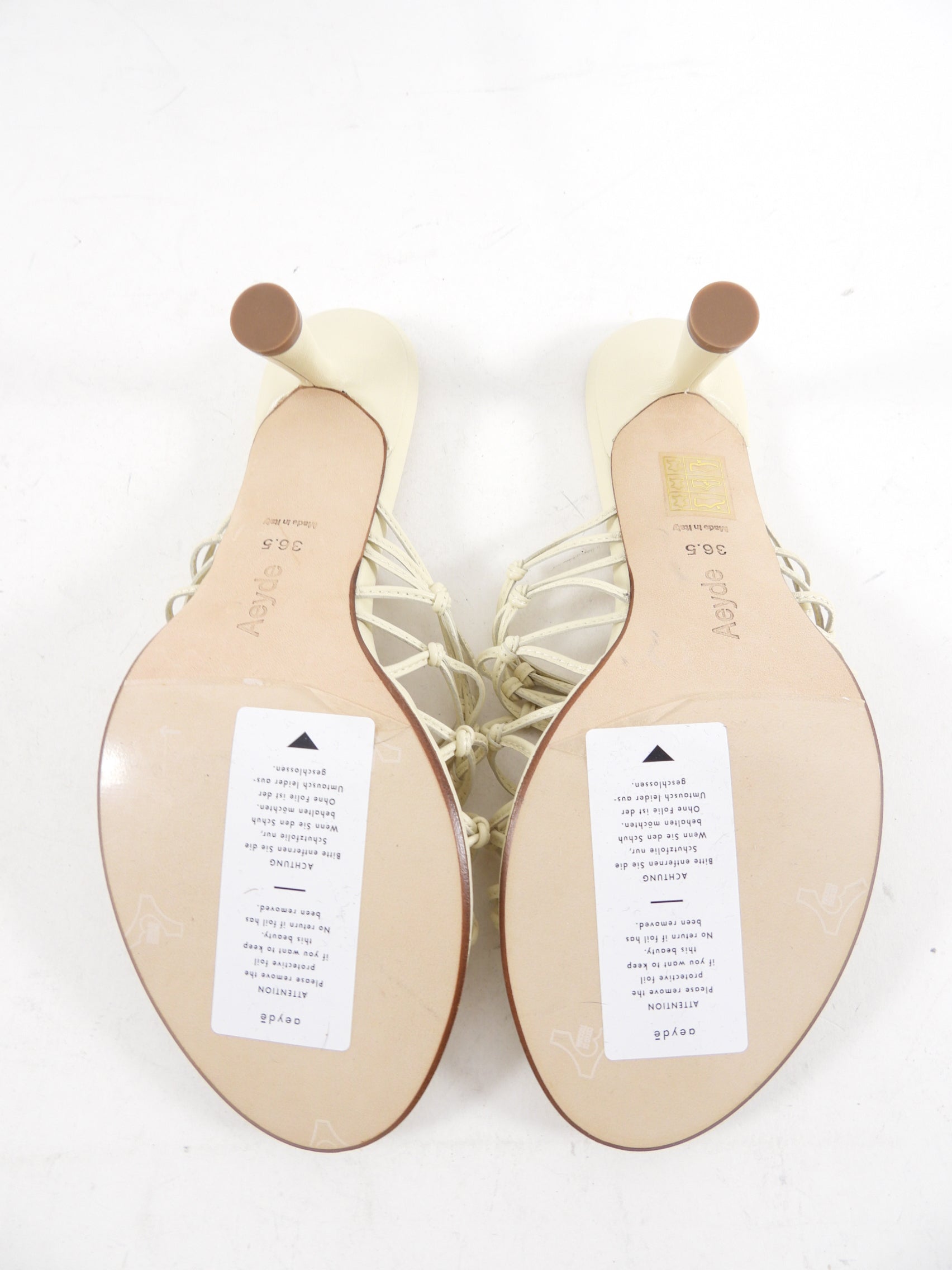 Aeyde Cream Knotted Leather Mule Sandals - 37