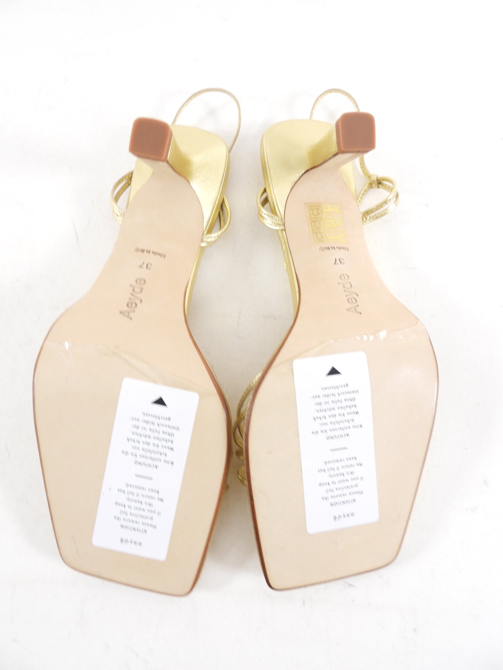 Aeyde Roda Gold Metallic Leather Strappy Sandals - 37