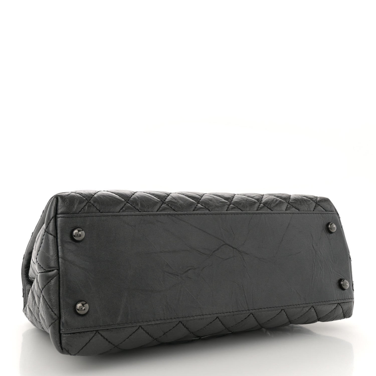 Aged Calfskin Quilted Small Coco Handle Flap So Black