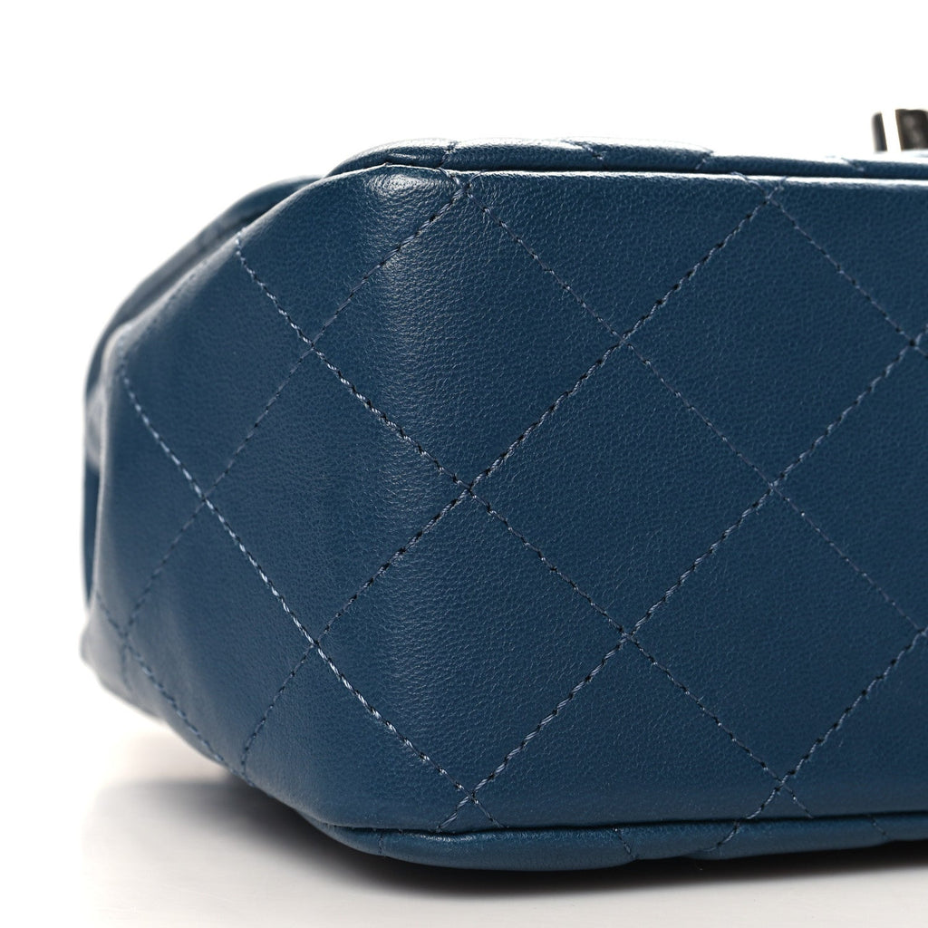 Lambskin Quilted Mini Square Flap Dark Blue