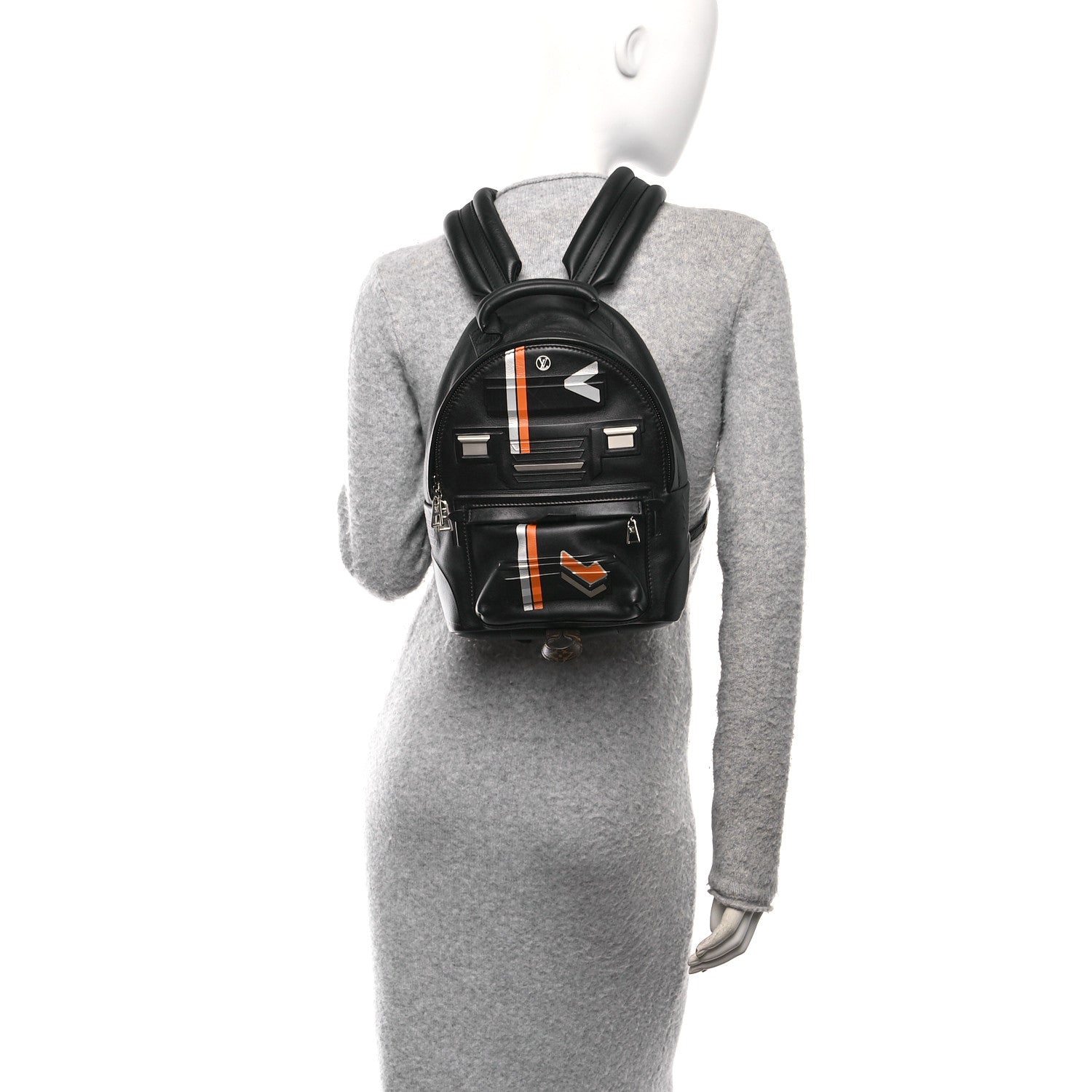 Lambskin Spaceship Embossed Palm Springs Backpack PM Black