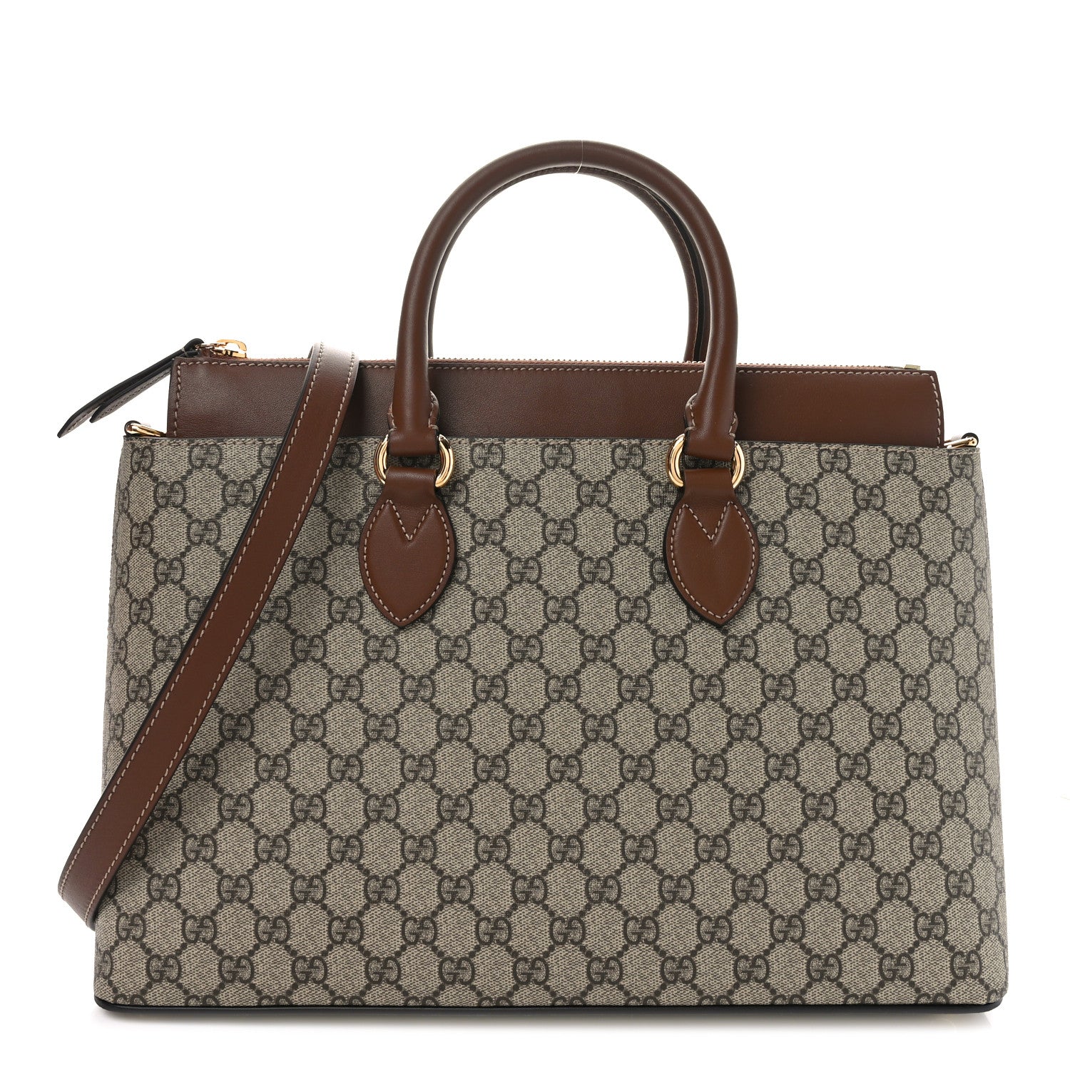GG Supreme Monogram Large Zip Top Tote Beige Tuscany
