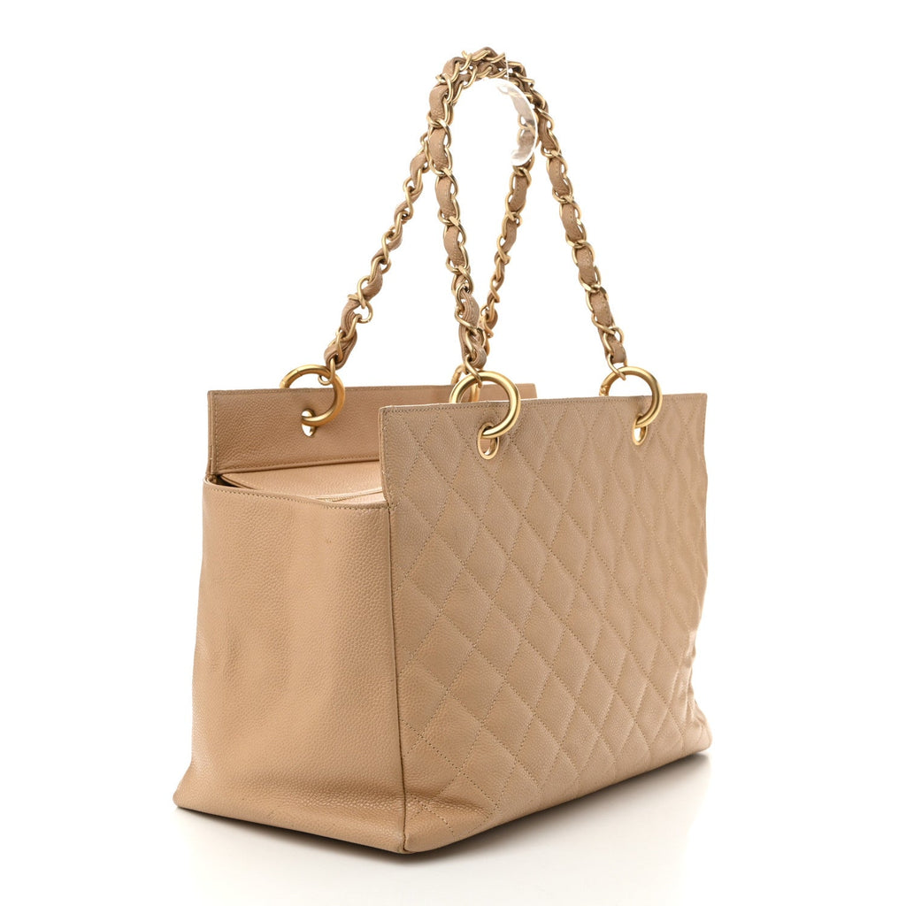 Caviar Quilted Grand Shopping Tote GTT Beige