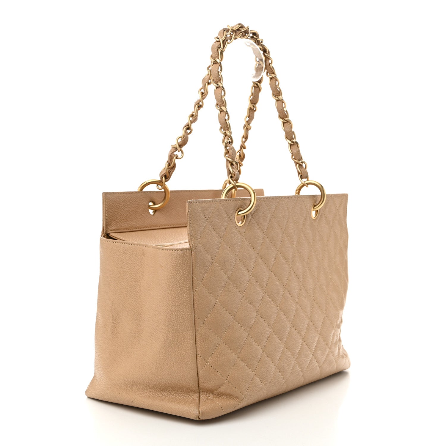 Caviar Quilted Grand Shopping Tote GTT Beige