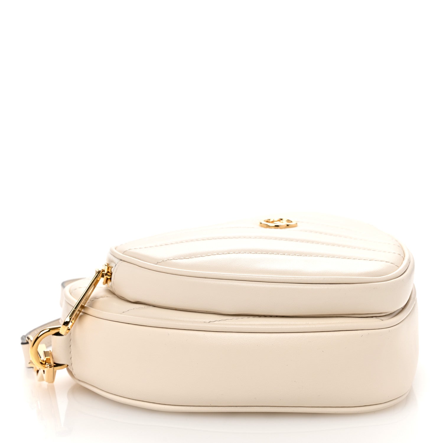 Calfskin Matelasse Diagonal Mini Interlocking G Heart Shoulder Bag Mystic White