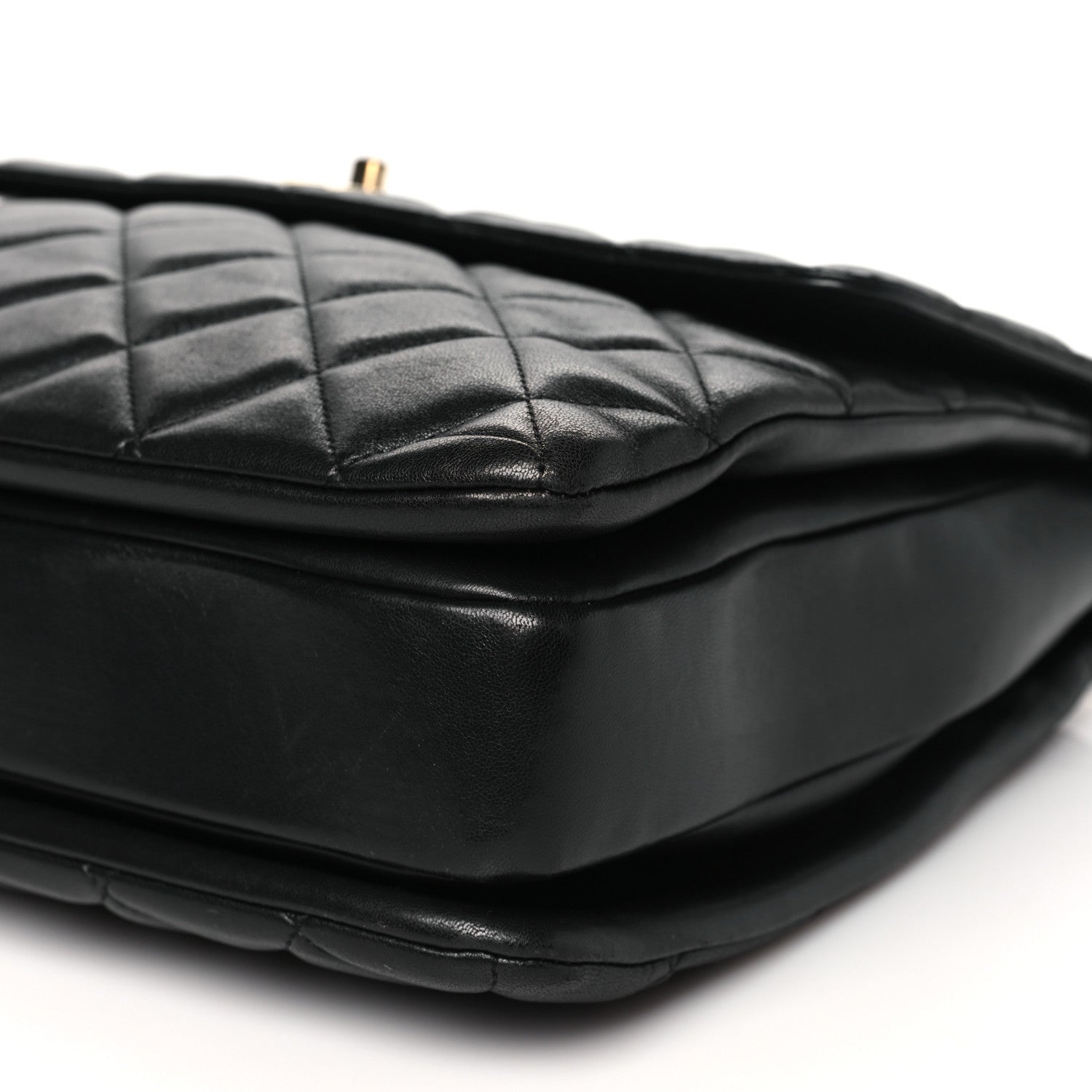 Lambskin Quilted Large Trendy CC Dual Handle Flap Bag Black