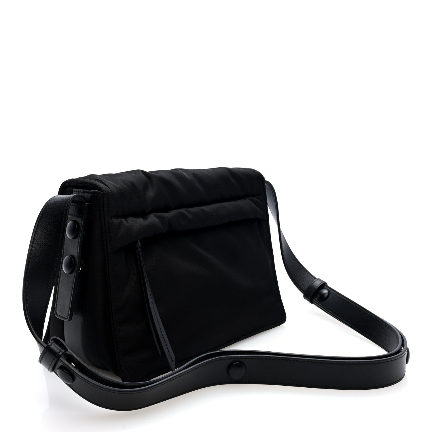 Re-Nylon Vitello Padded Small Flap Shoulder Bag Black
