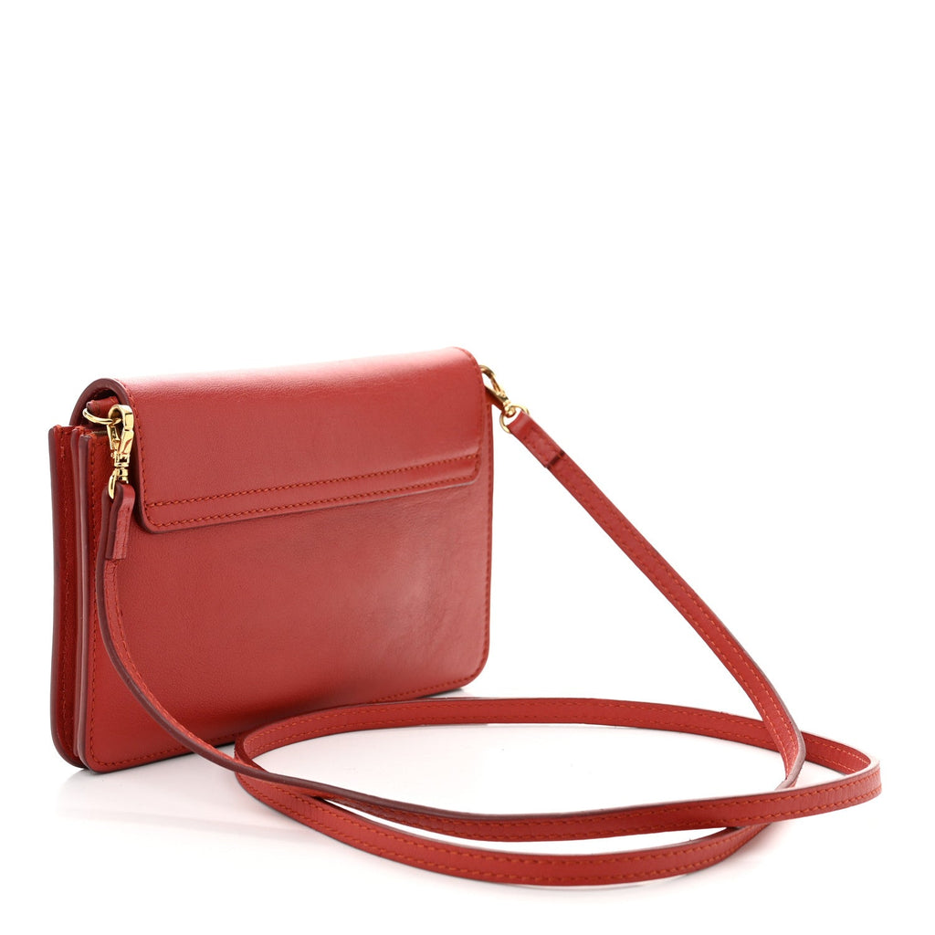 Calfskin Drew Bijou Clutch Earthy Red