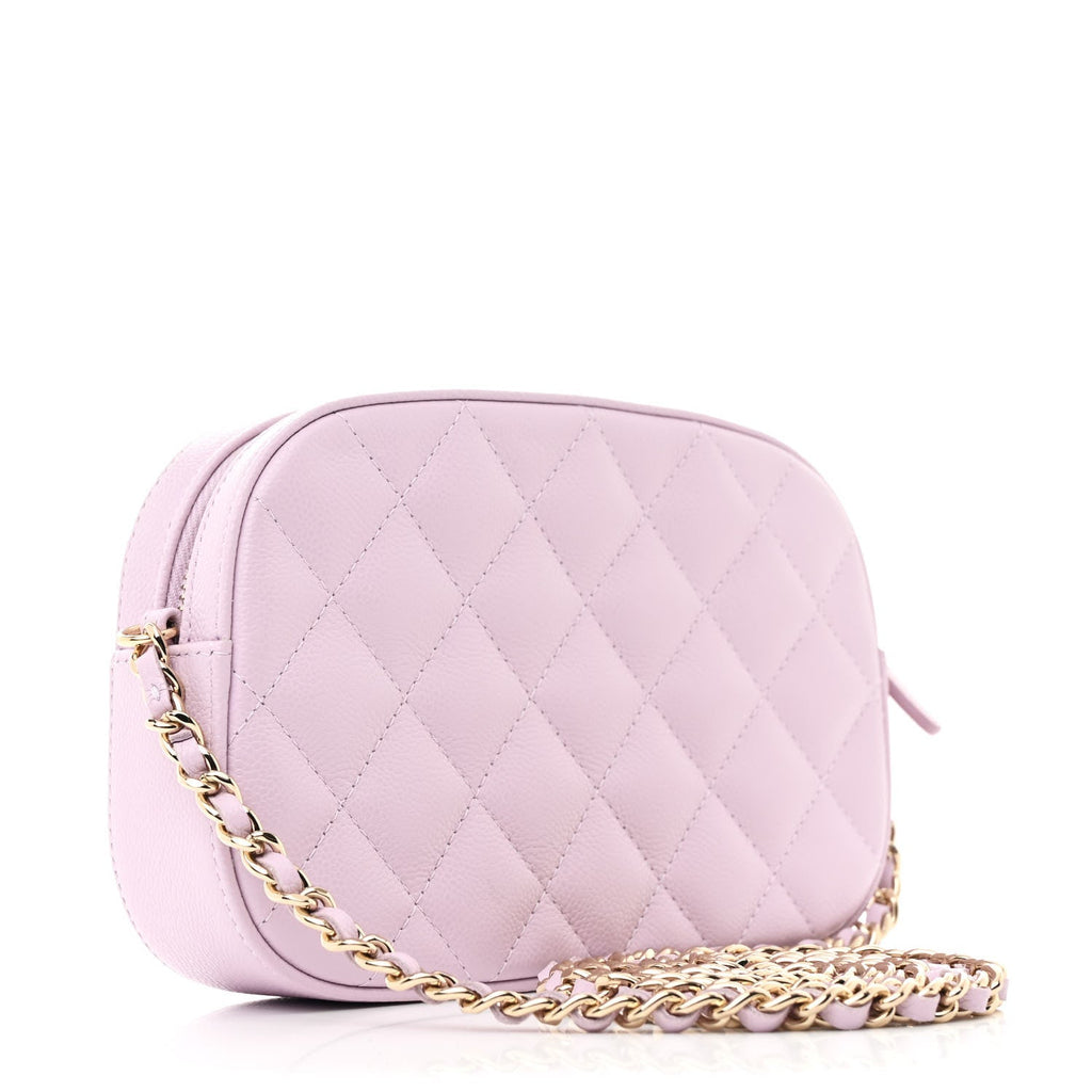 Caviar Quilted Chain Camera Bag Light Purple