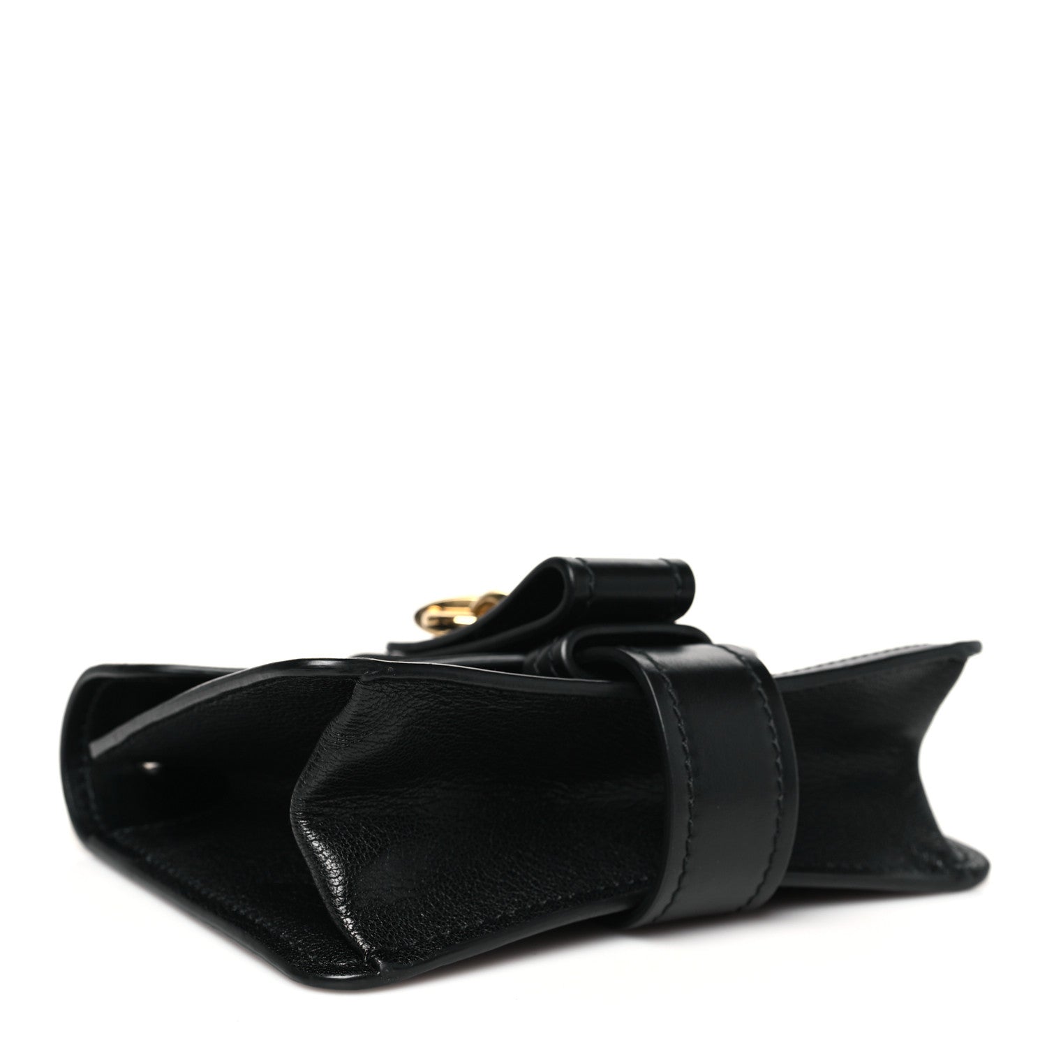 Shiny Goatskin Calfskin Mini Aby Chain Shoulder Bag Black