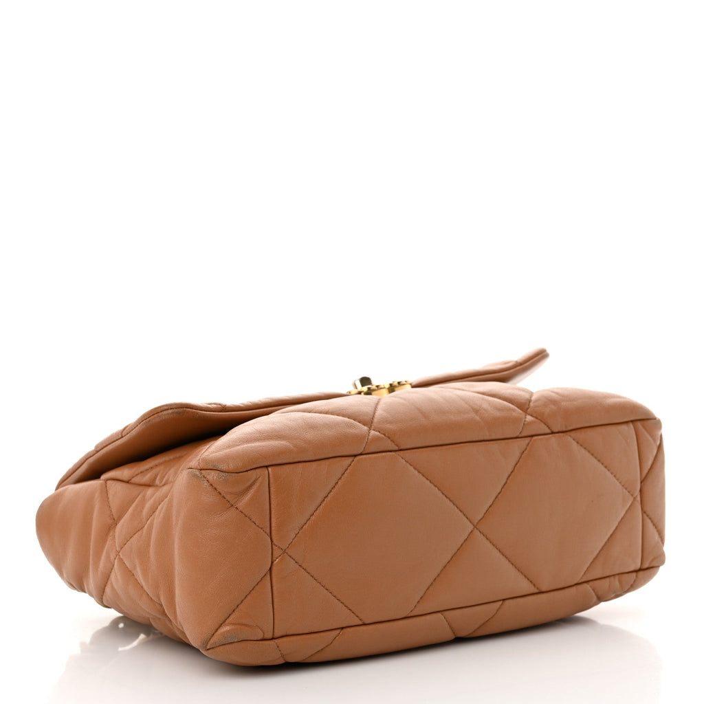 Lambskin Quilted Large Chanel 19 Flap Brown