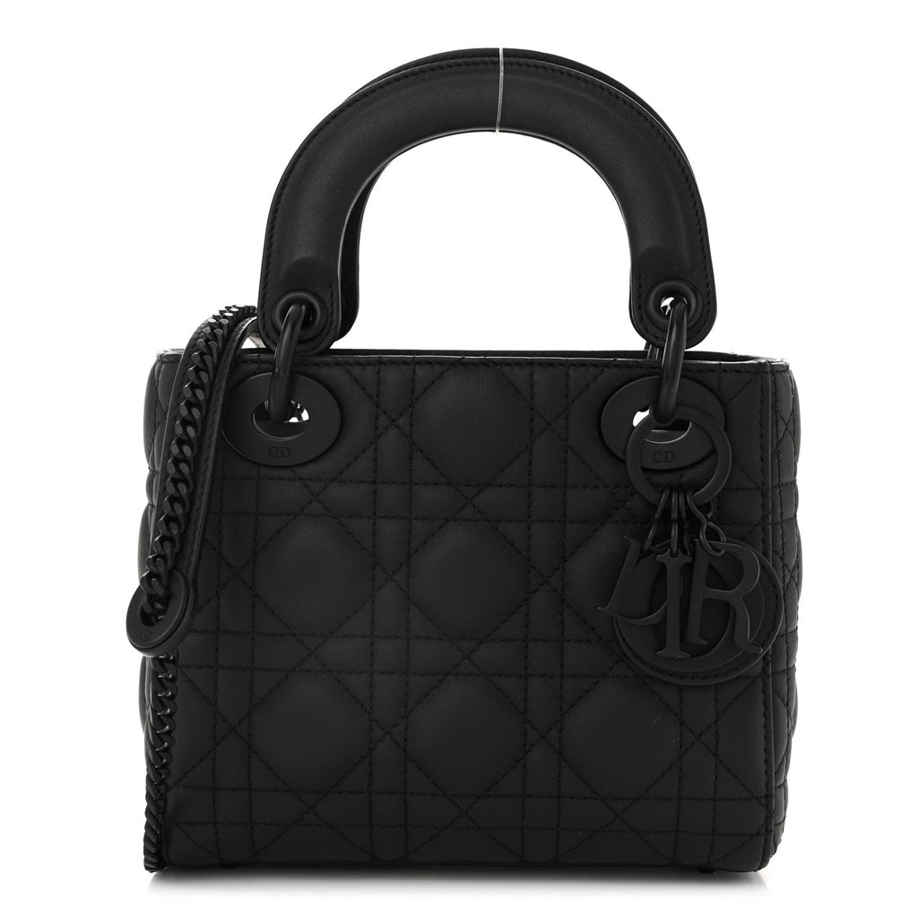 Ultra Matte Calfskin Cannage Mini Lady Dior Black
