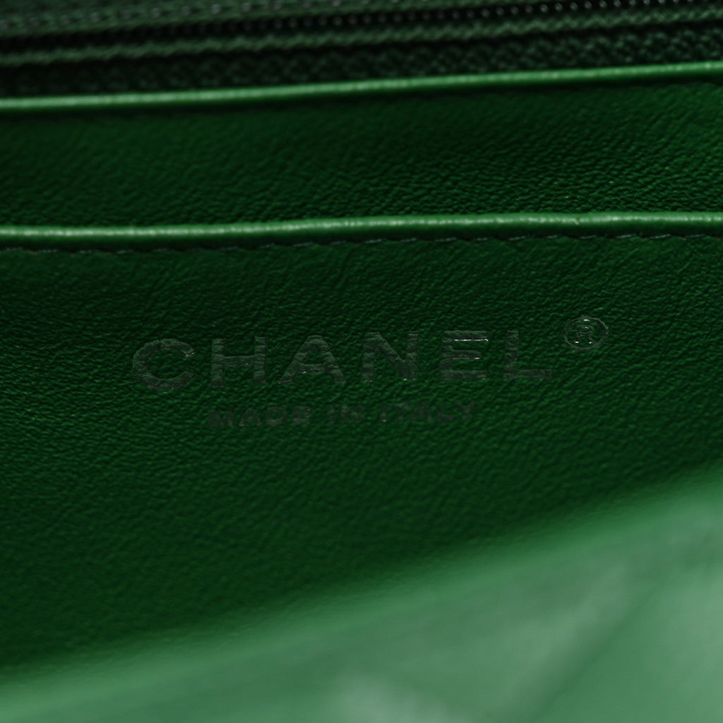 Caviar Quilted Mini Rectangular Flap Green