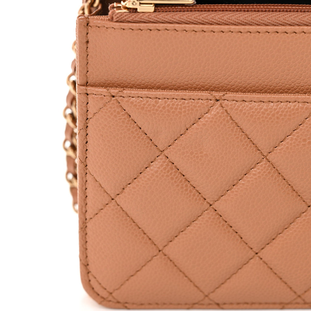 Caviar Quilted CC Turnlock Wallet On Chain WOC Brown