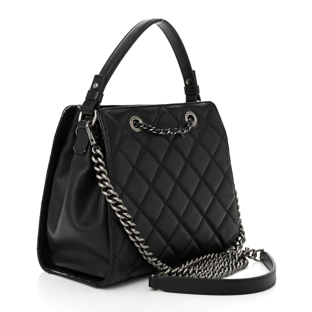 Caviar Quilted Small CC Bucket Bag Black