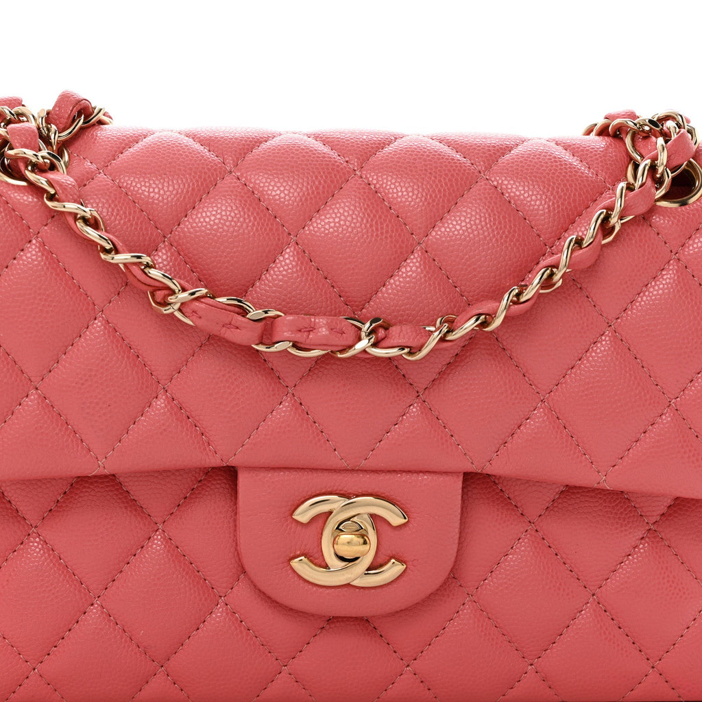 Caviar Quilted Small Double Flap Pink