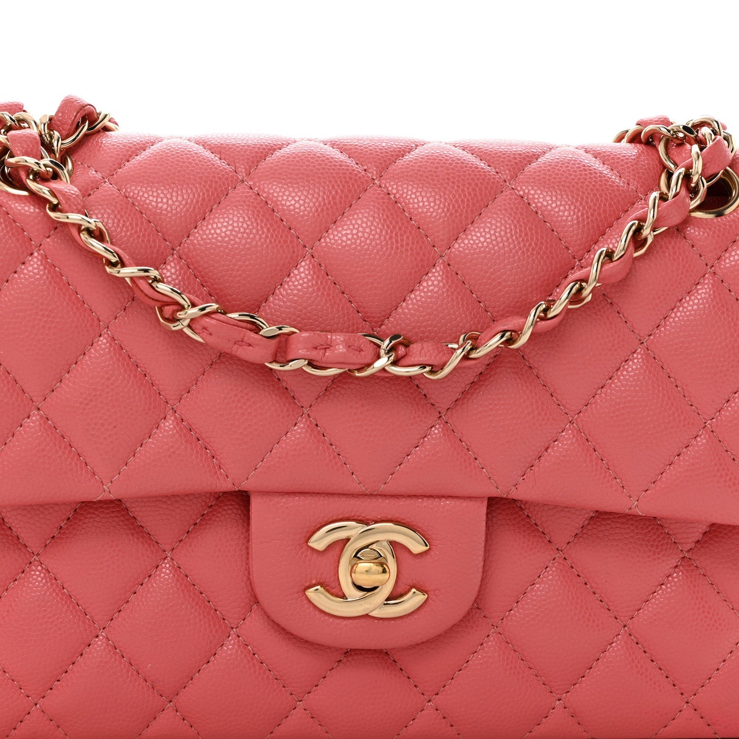 Caviar Quilted Small Double Flap Pink