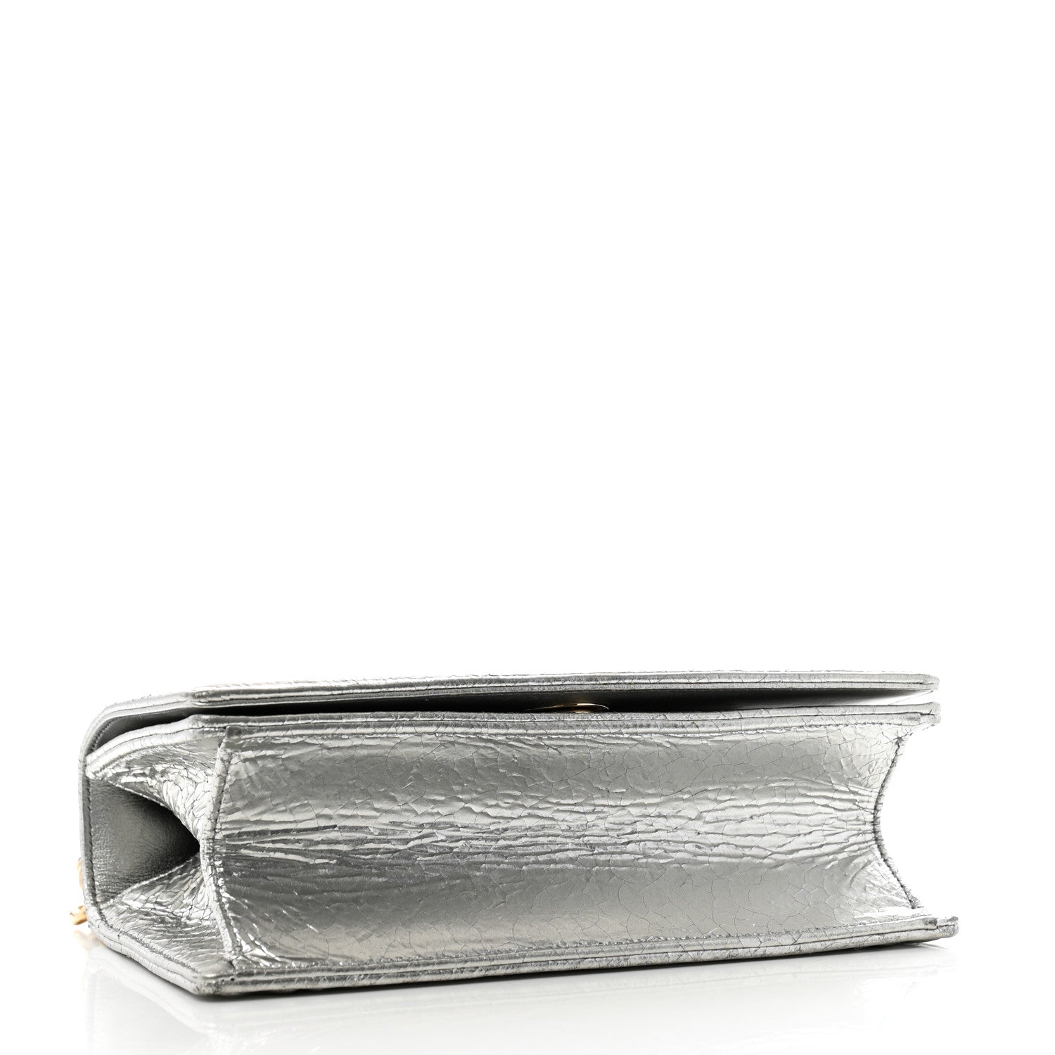Metallic Ceramic Effect Deerskin Small Diorama Flap Bag Silver