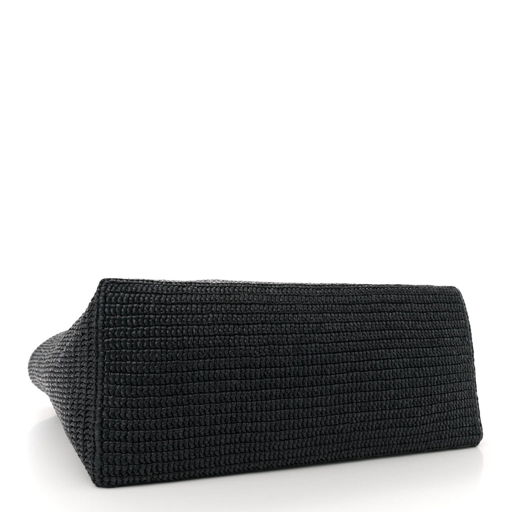 Raffia Logo Tote Black