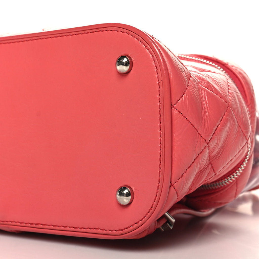 Crumpled Calfskin PVC Quilted Backpack Pink
