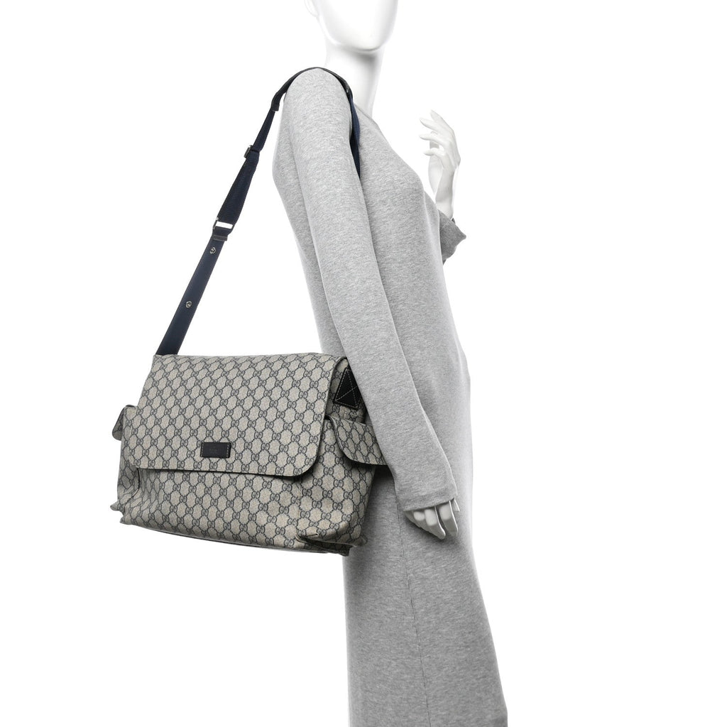 GG Plus Monogram Messenger Diaper Bag Navy