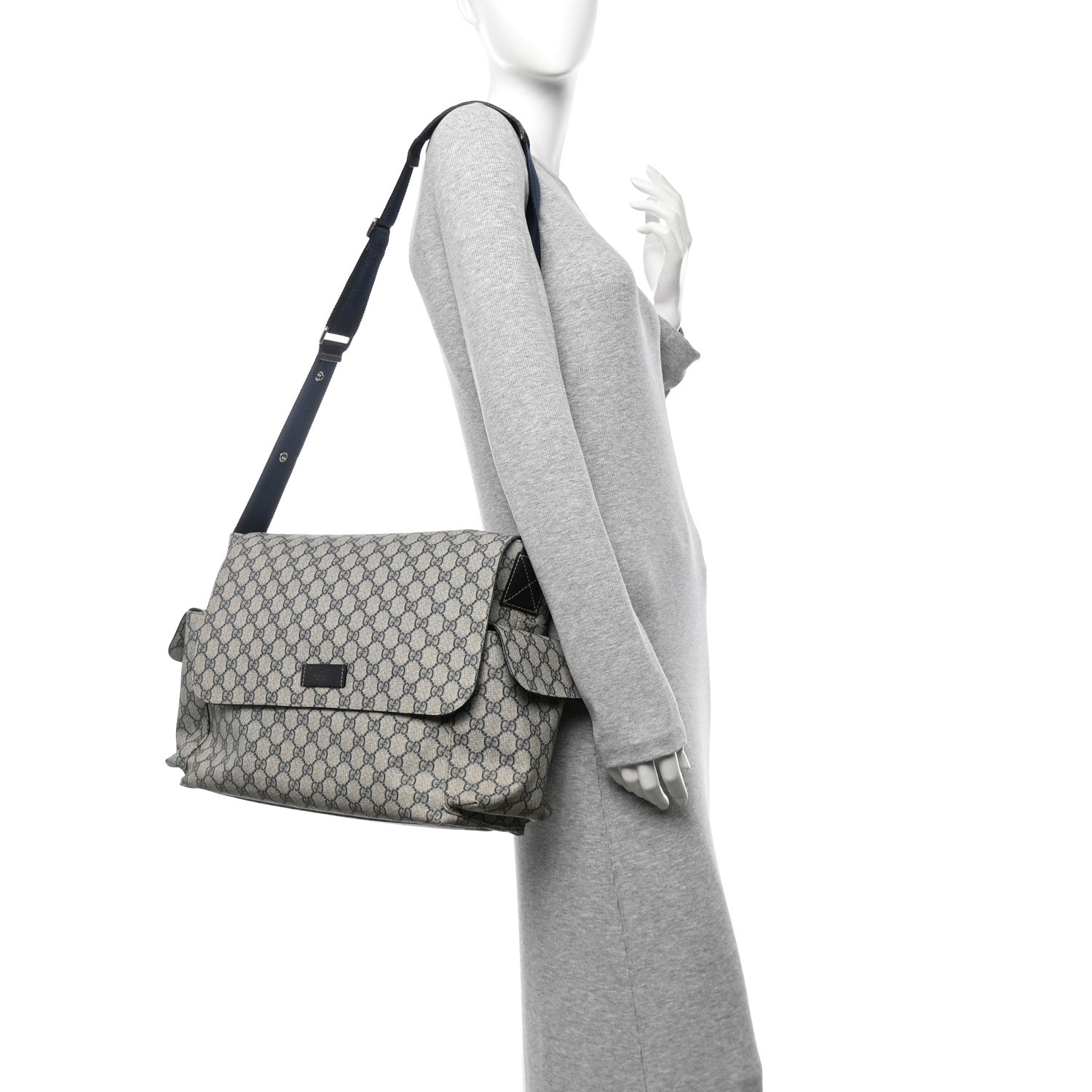 GG Plus Monogram Messenger Diaper Bag Navy