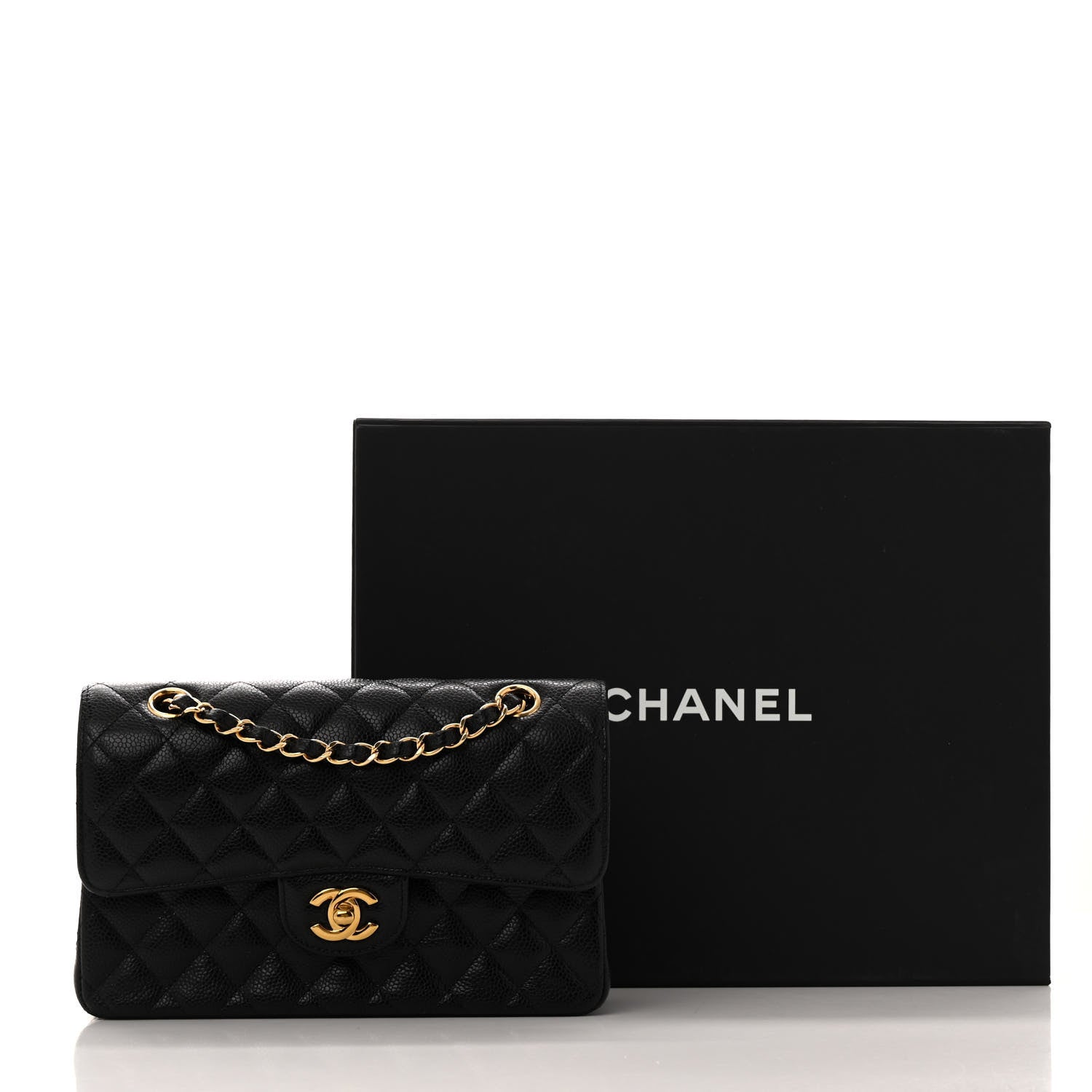Caviar Quilted Small Double Flap Black