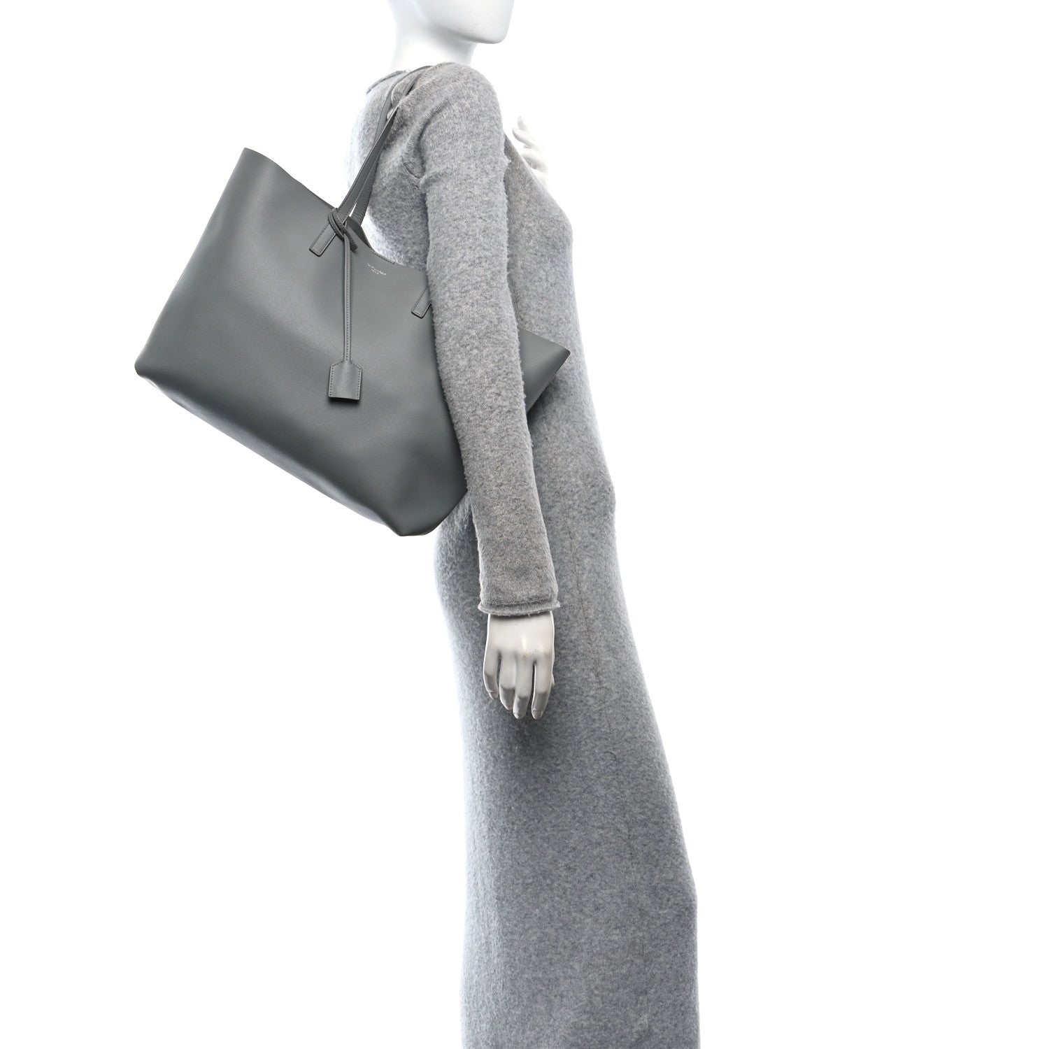 Calfskin Large Shopping Tote New Stone Grey