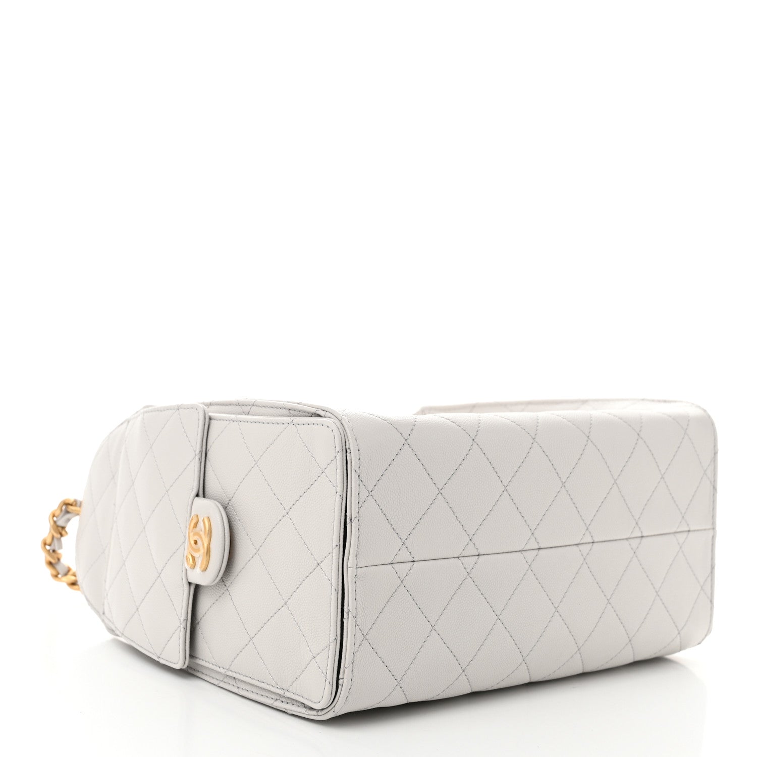 Caviar Quilted Small Chanel 25 Handbag Light Grey