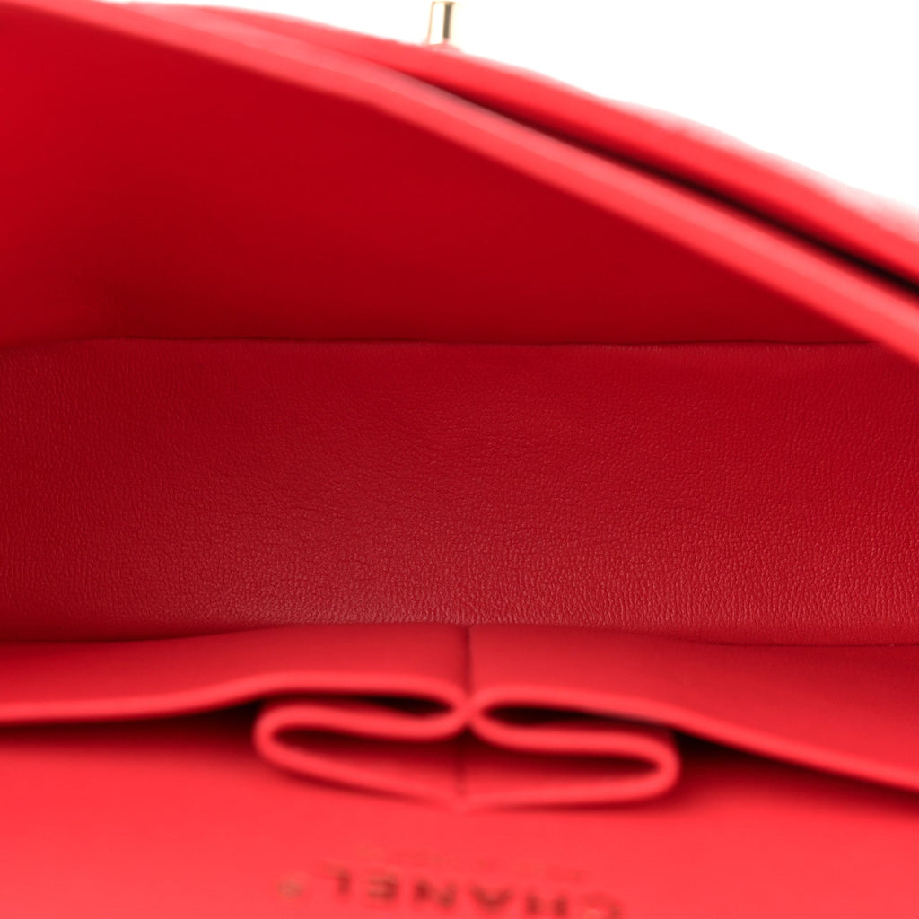 Caviar Quilted Small Double Flap Red