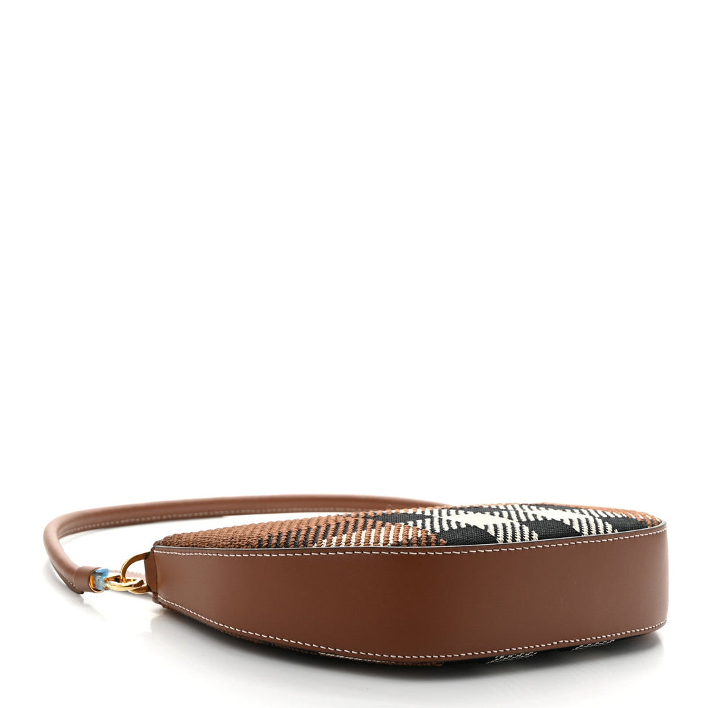 Canvas Calfskin Check Knitted Small Olympia Birch Brown