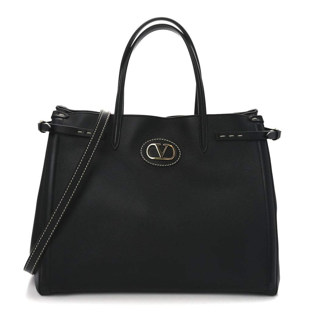Calfskin Vlogo Medium Antibes Tote Black