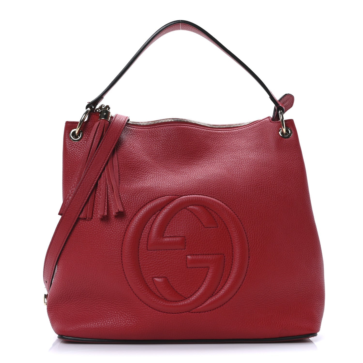 Pebbled Calfskin Large Soho Hobo Tabasco Red