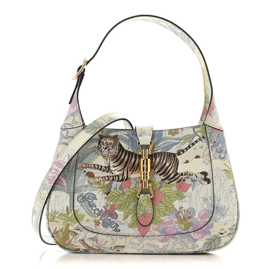 New Shangai Calfskin Tiger Savanah Small Jackie 1961 Hobo Chalky White Multicolor