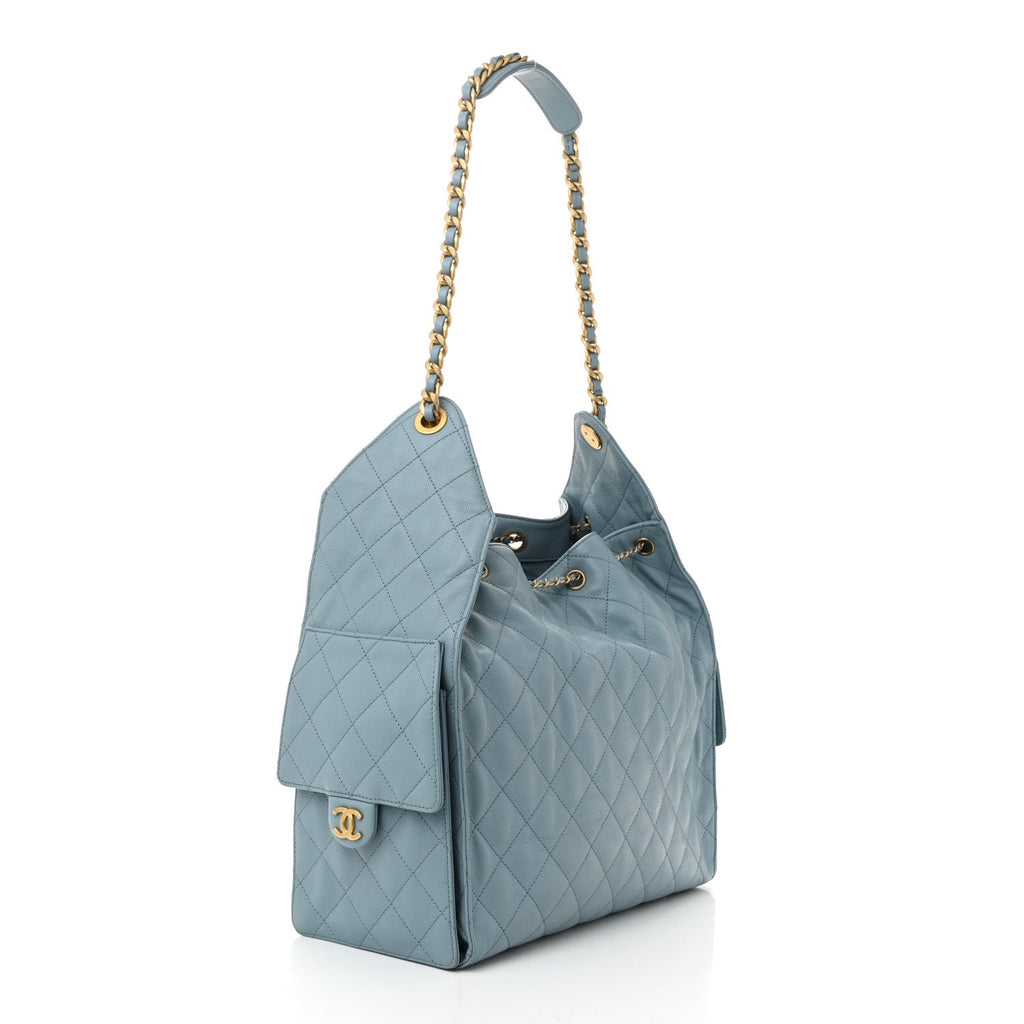 Caviar Quilted Medium Chanel 25 Handbag Blue