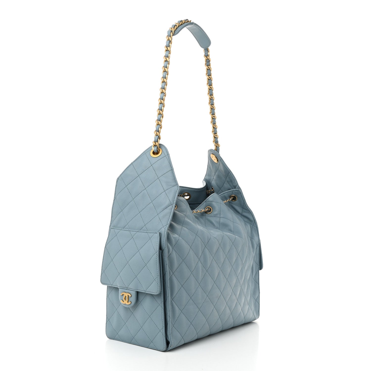 Caviar Quilted Medium Chanel 25 Handbag Blue