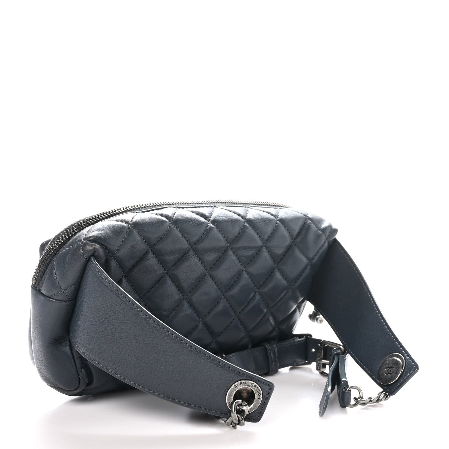 Calfskin Quilted Waist Bag Dark Grey