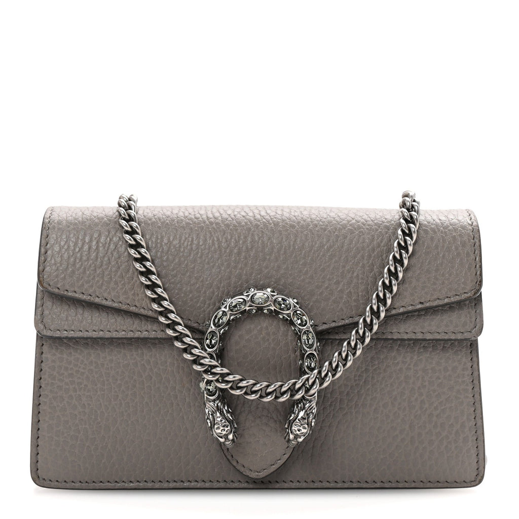 Dollar Calfskin Crystal Super Mini Dionysus Shoulder Bag Dusty Grey Black Diamond