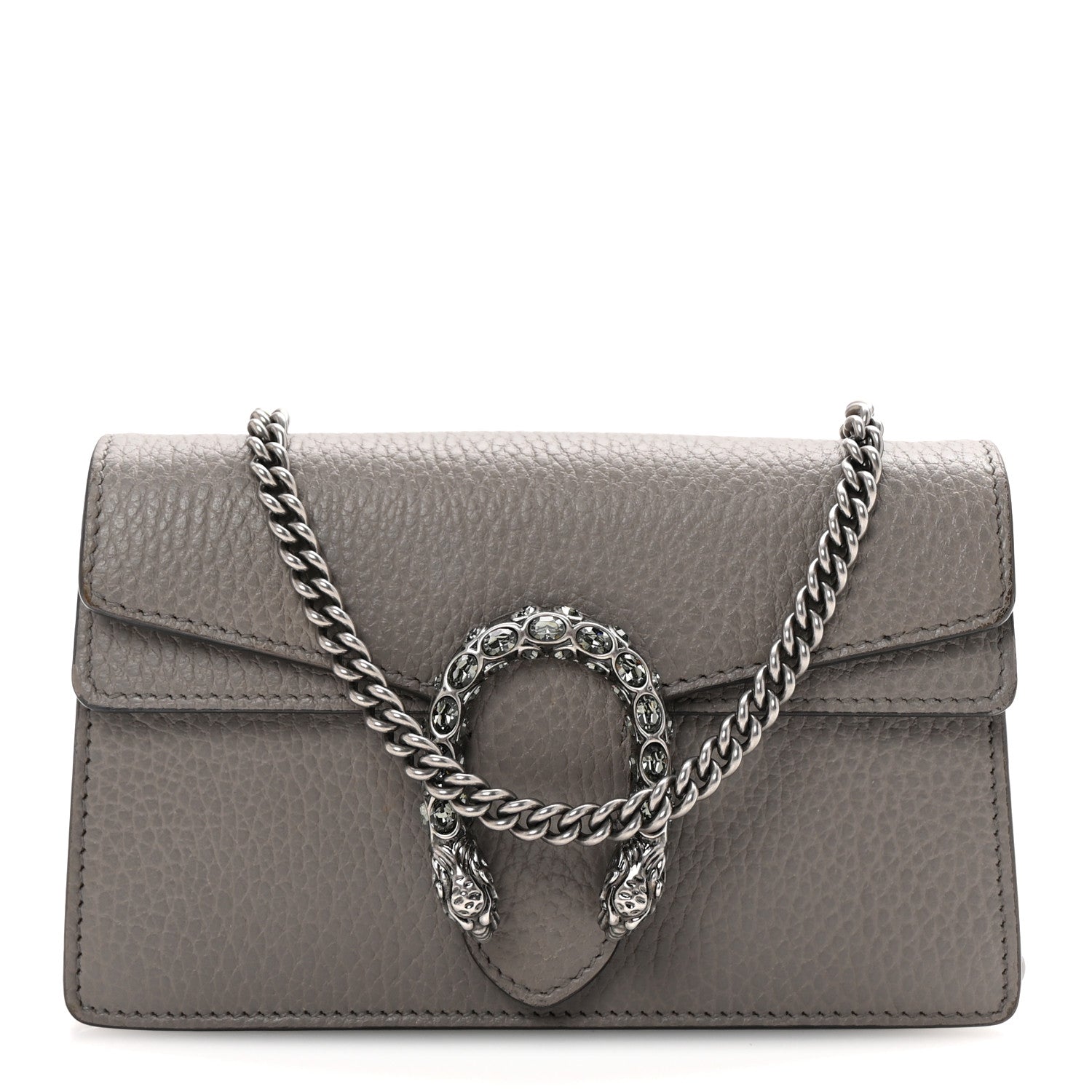 Dollar Calfskin Crystal Super Mini Dionysus Shoulder Bag Dusty Grey Black Diamond