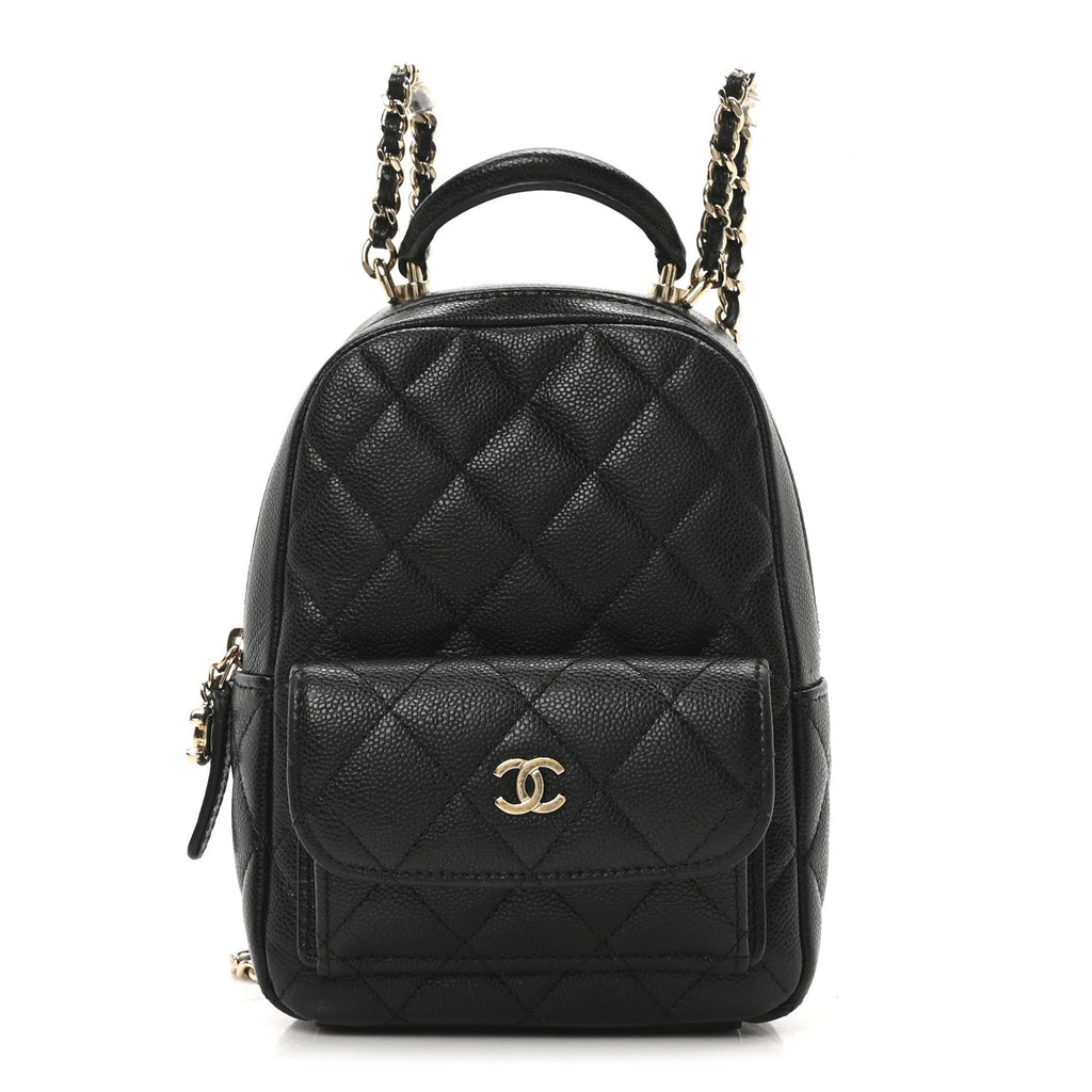 Caviar Quilted CC Mini Classic Backpack Black
