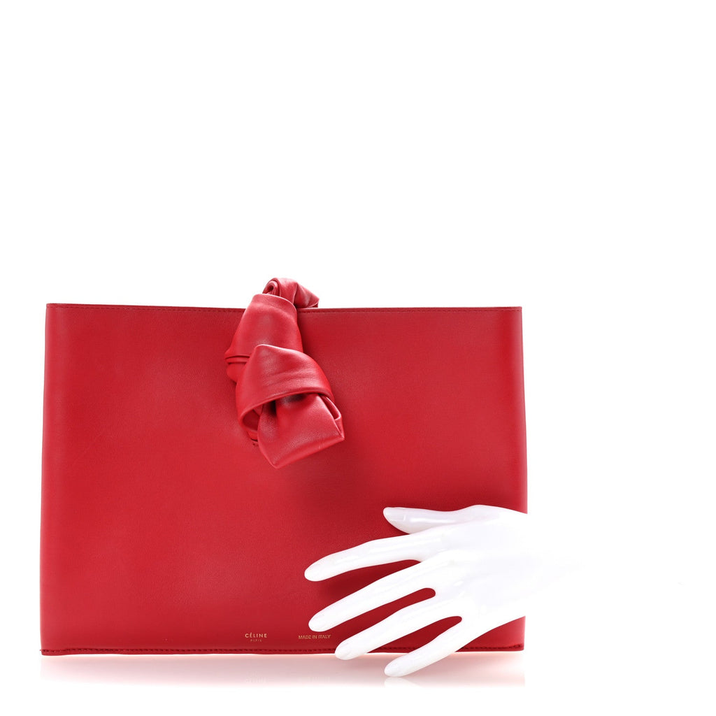Lambskin Knotted Clutch Bright Red Powder